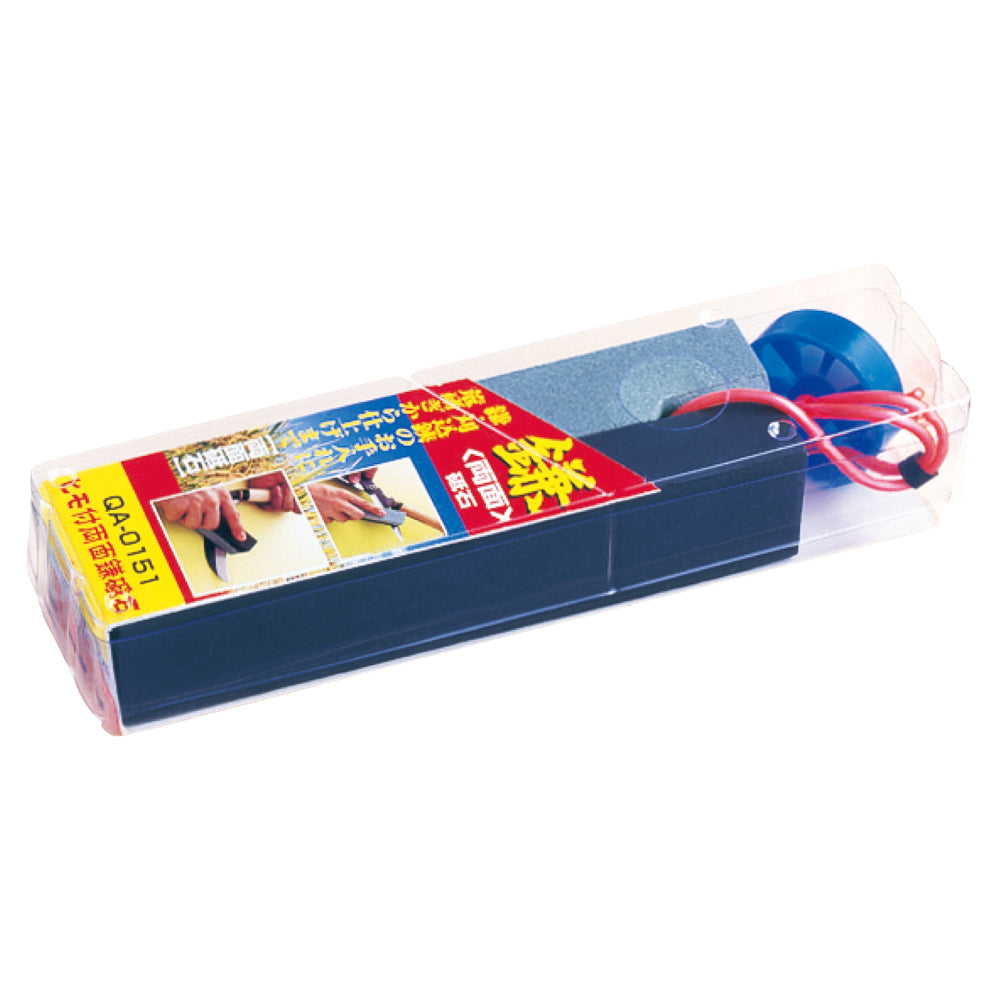 両面鎌砥石 収納ケース入り ひも付 荒砥石 中砥石 #150/#800(黒) QA-0151